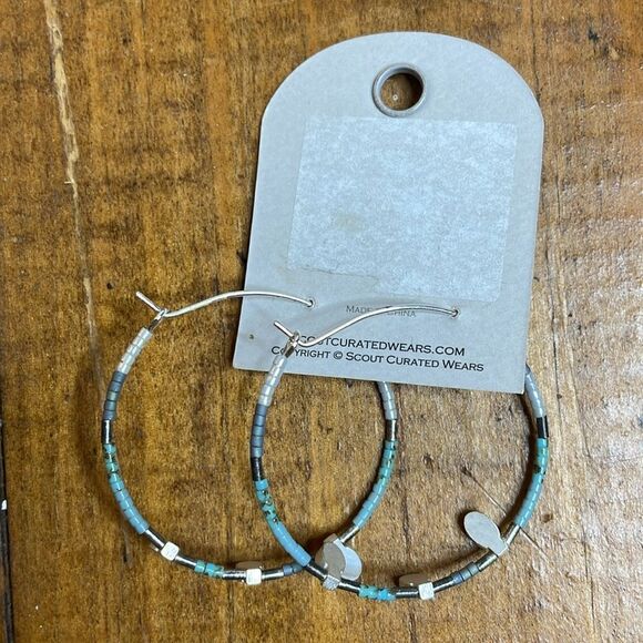 Scout Curated Wears Chromacolor Miyuki Large Hoop - Turquoise Multi/Silver - Picture 4 of 5
